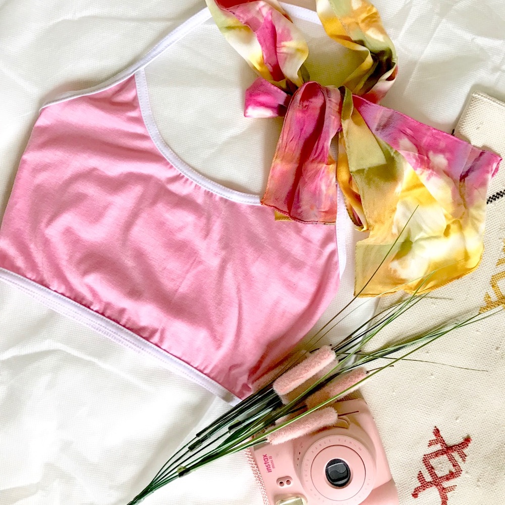 Basic Pink Halter Crop Top